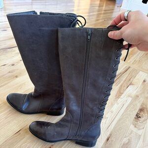 Jessica Simpson Dark Grey Fall Boots Lace Up Back Detail - New